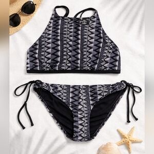 Ripzone Black&White Geometric Bikini Set Size M